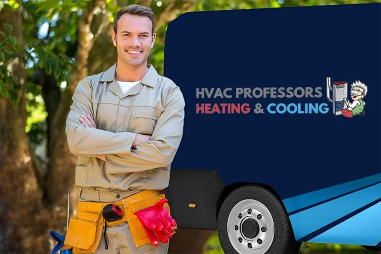 Technician leaning on work van